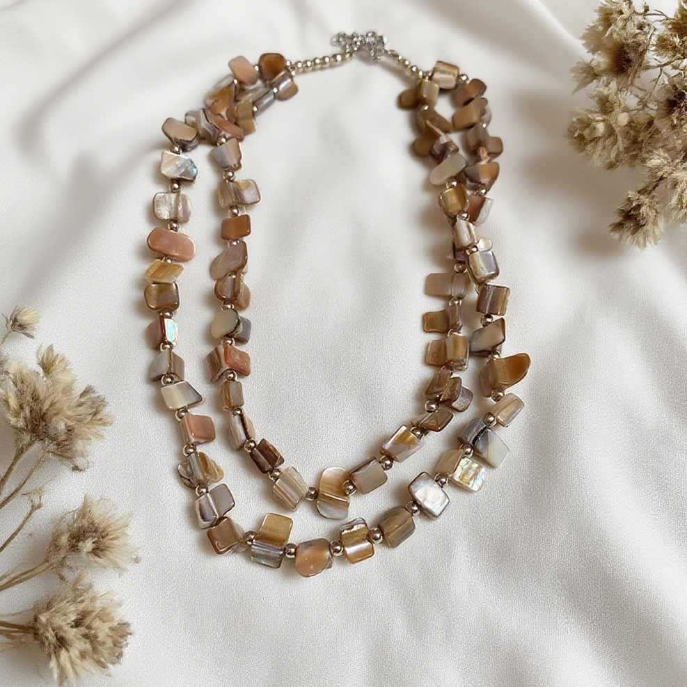 Natural Stone & Shell Layered Necklaces