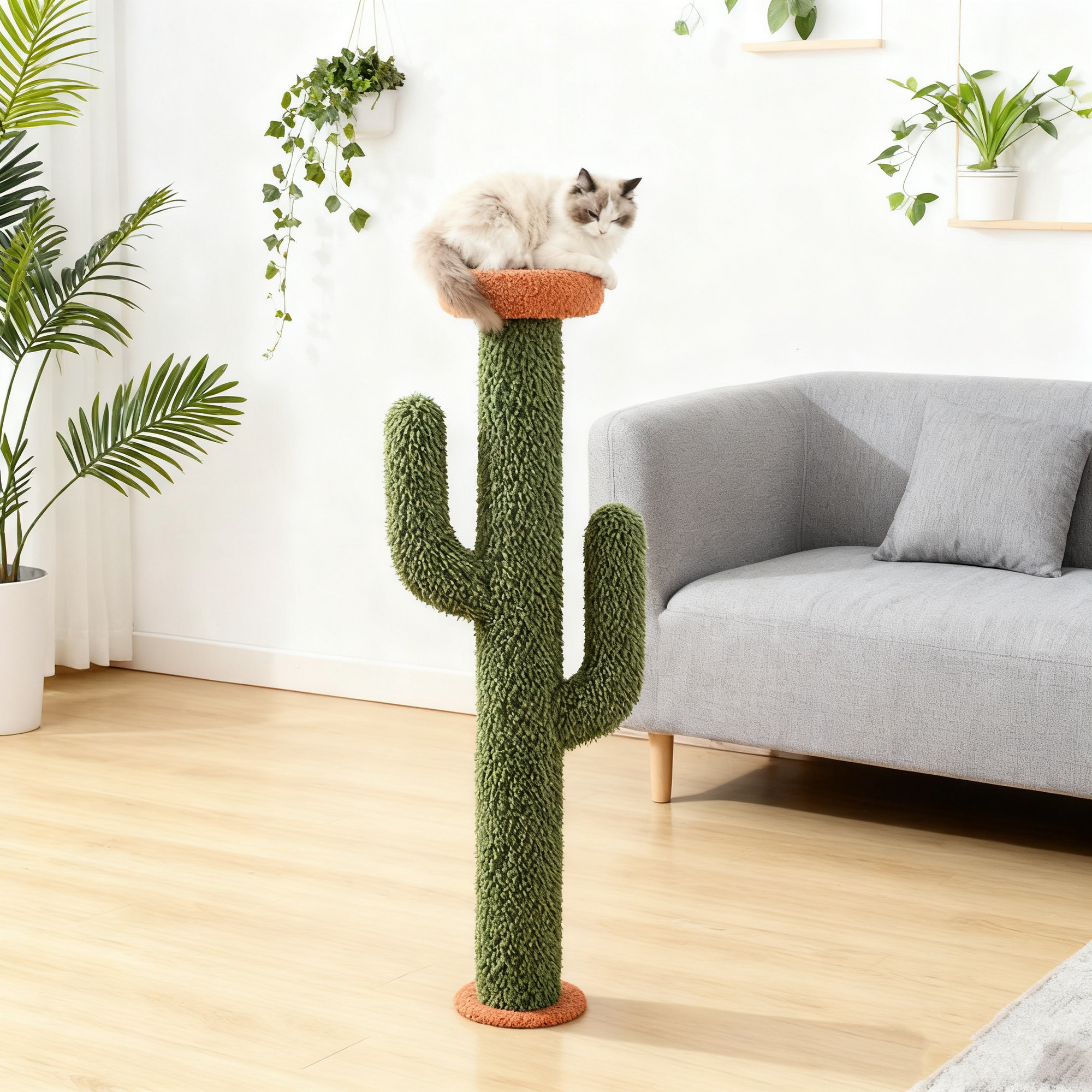 Cactus Cat Tree | Multi-Layer Platform + Enclosed Cave, A One-Stop Play & Rest Paradise for Cats
