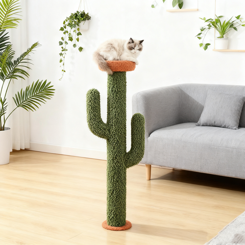 Cactus Cat Tree | Multi-Layer Platform + Enclosed Cave, A One-Stop Play & Rest Paradise for Cats