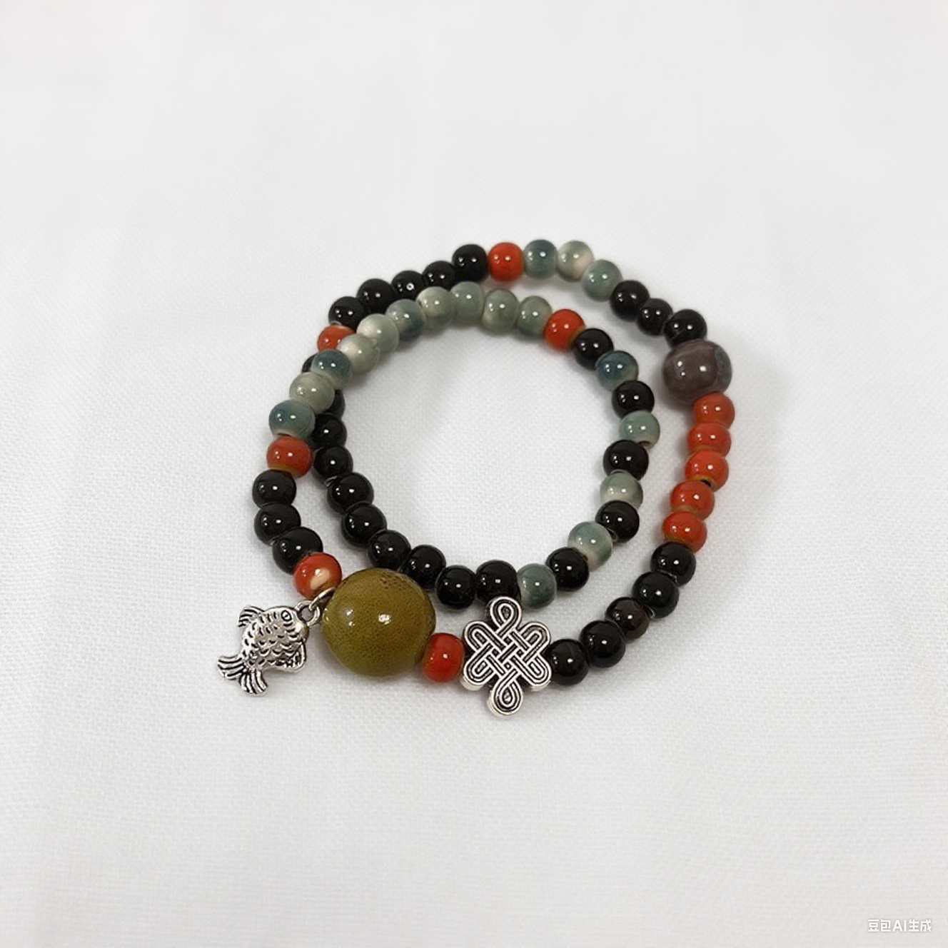 Ceramic Beaded Bracelets with Chinese Cultural Elements